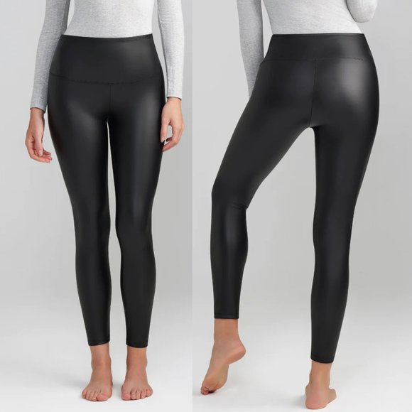 Yummie Faux Leather Shaping Legging Matte Black High Waist Size M $68 - Picture 2 of 11